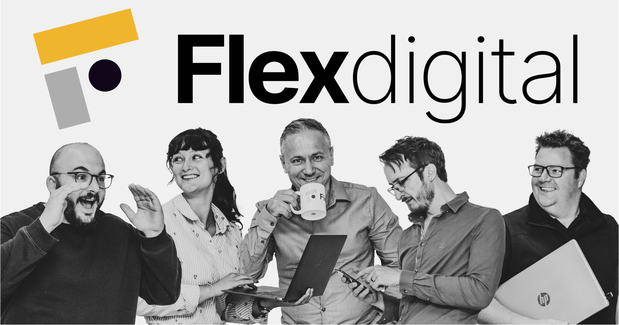 Image of five of the Flex Digital team members cut out and placed together